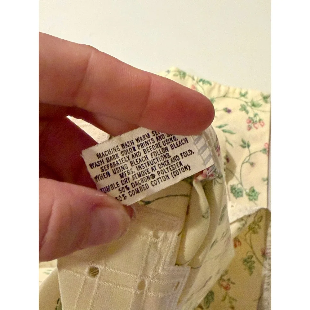 Vtg Lady Pepperell Single Floral Pillowcase‎ Eyelet Lace Trim Pink Purple Green